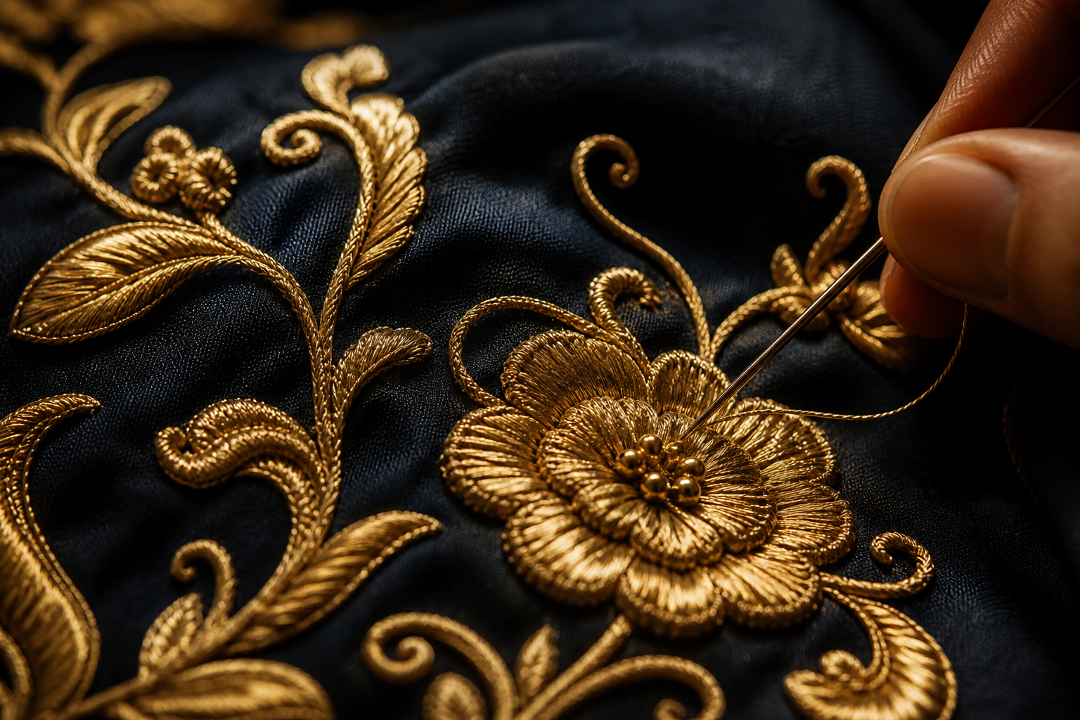 Luxury embroidery close-up
